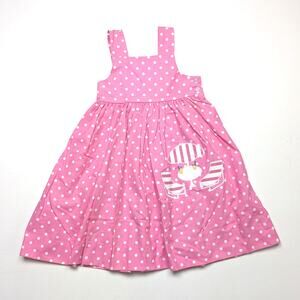 Vintage The Bailey Boys Dress Girls Size 4T Pink Polka Dot Beach Sundress